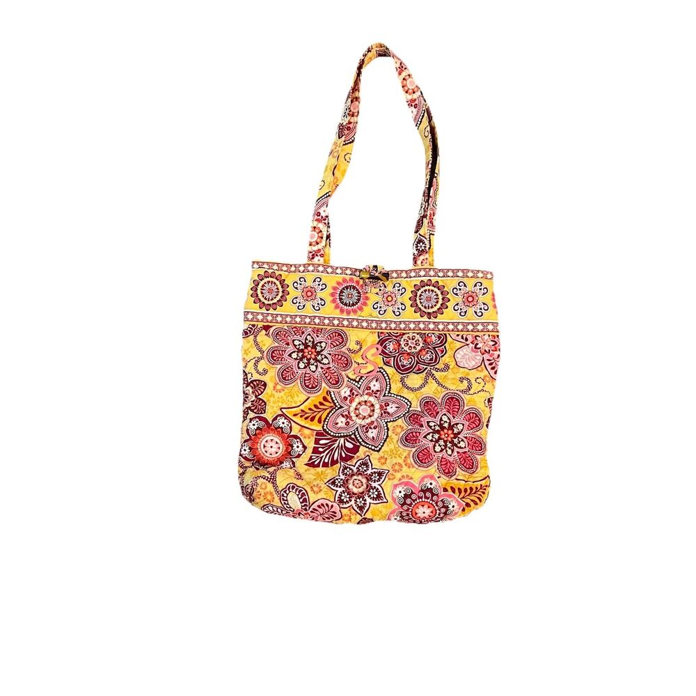 Vera Bradley Bali Gold Tote Quilt Yellow Pink Monogram S
